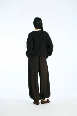 Pants-ROTATE Birger Christensen Balloon Pleated Pants Dark Brown Molé color