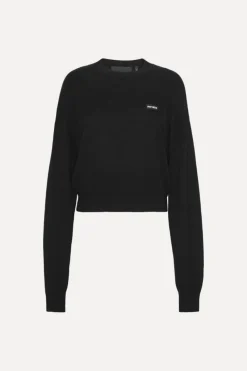 Knitwear|Tops-ROTATE Birger Christensen Basic Crewneck Sweater Black Black color