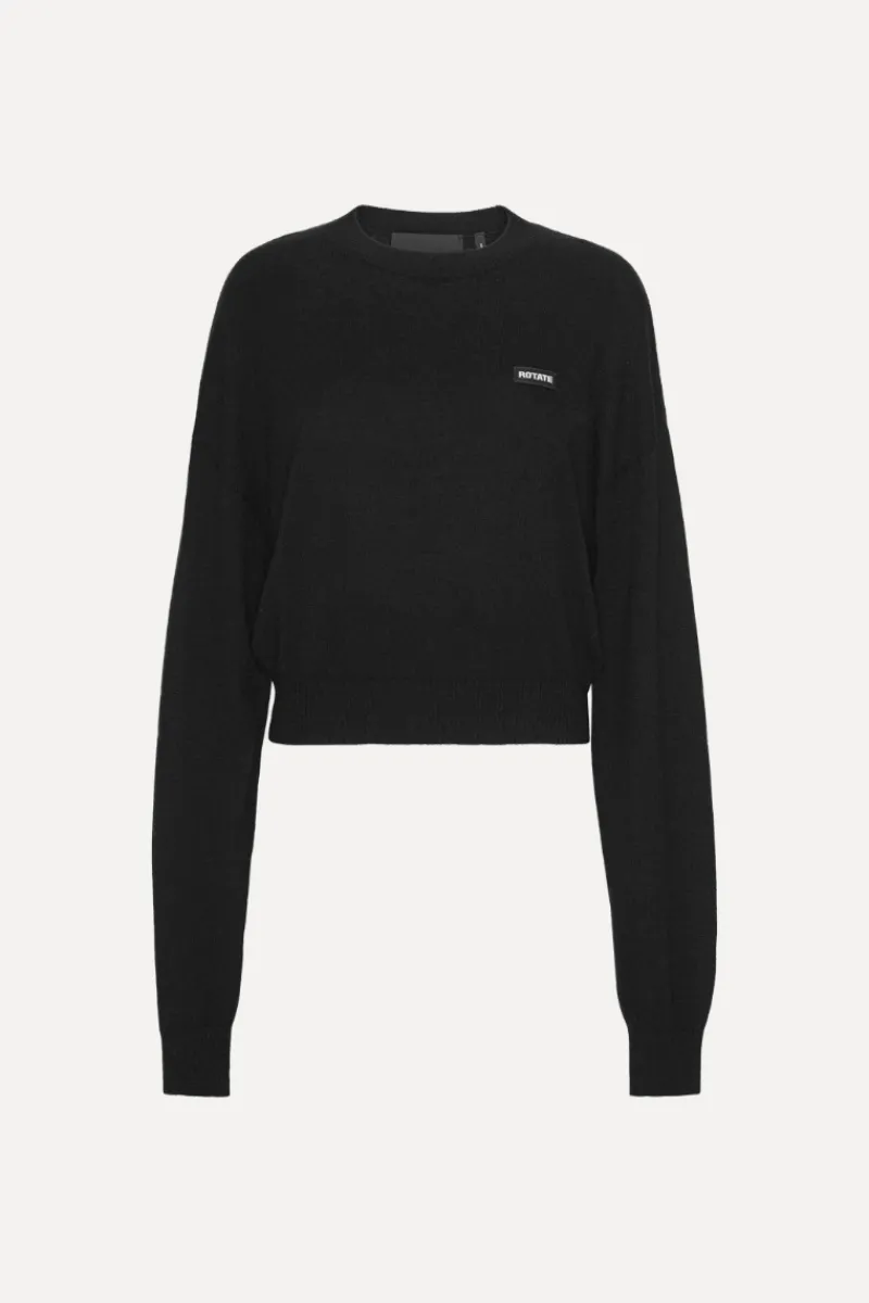 Knitwear|Tops-ROTATE Birger Christensen Basic Crewneck Sweater Black Black color