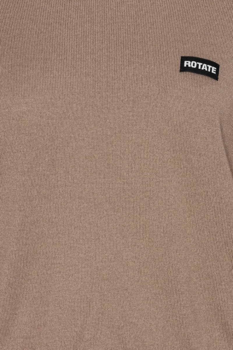 Knitwear|Tops-ROTATE Birger Christensen Basic Crewneck Sweater Brown Portabella color