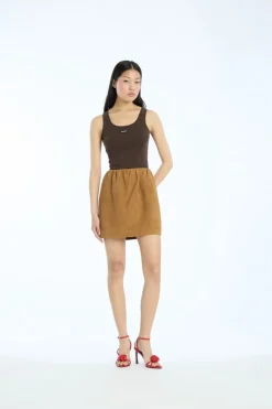Tops-ROTATE Birger Christensen Basic Tank Top Dark Brown Molé color