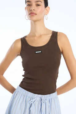 Tops-ROTATE Birger Christensen Basic Tank Top Dark Brown Molé color