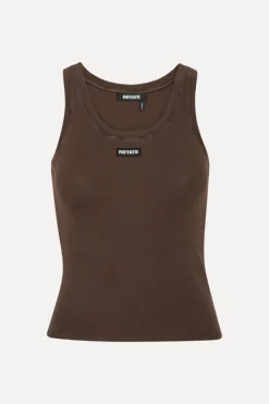 Tops-ROTATE Birger Christensen Basic Tank Top Dark Brown Molé color