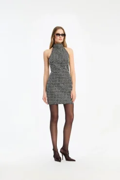 Sequins|Dresses-ROTATE Birger Christensen Beaded Halterneck Dress Black Black color