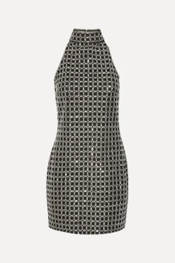 Sequins|Dresses-ROTATE Birger Christensen Beaded Halterneck Dress Black Black color