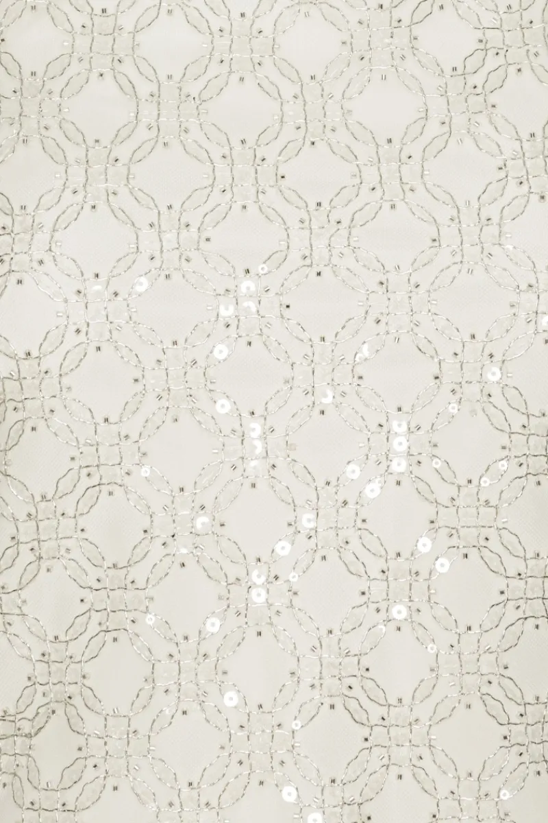 Bridal|Sequins-ROTATE Birger Christensen Beaded Halterneck Dress Creme White Egret color