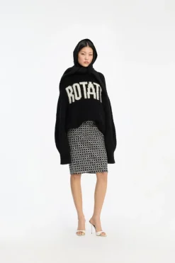 Skirts-ROTATE Birger Christensen Beaded Long Mini Skirt Black Black color