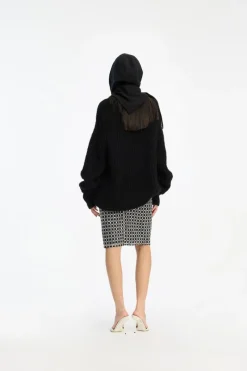 Skirts-ROTATE Birger Christensen Beaded Long Mini Skirt Black Black color