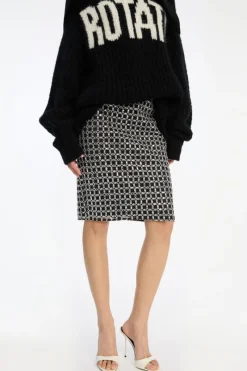 Skirts-ROTATE Birger Christensen Beaded Long Mini Skirt Black Black color