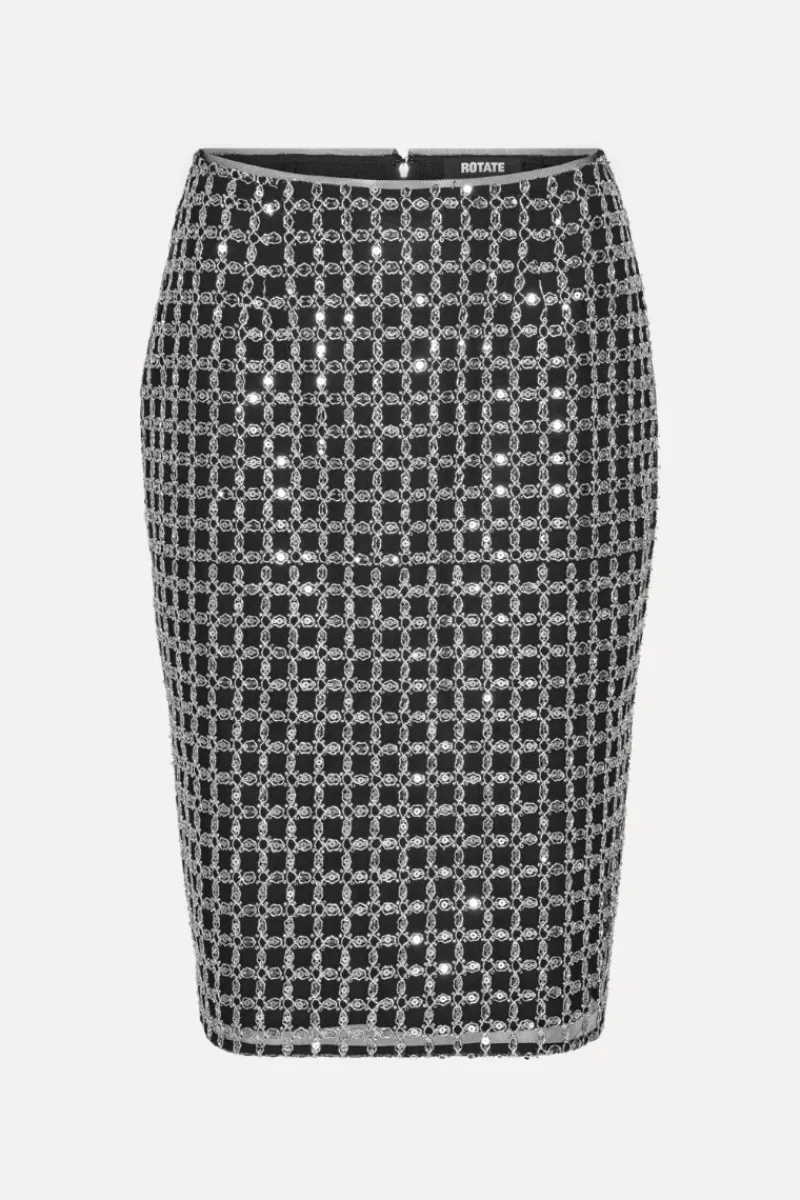 Skirts-ROTATE Birger Christensen Beaded Long Mini Skirt Black Black color