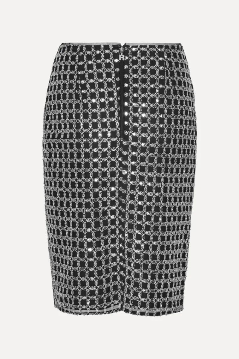 Skirts-ROTATE Birger Christensen Beaded Long Mini Skirt Black Black color