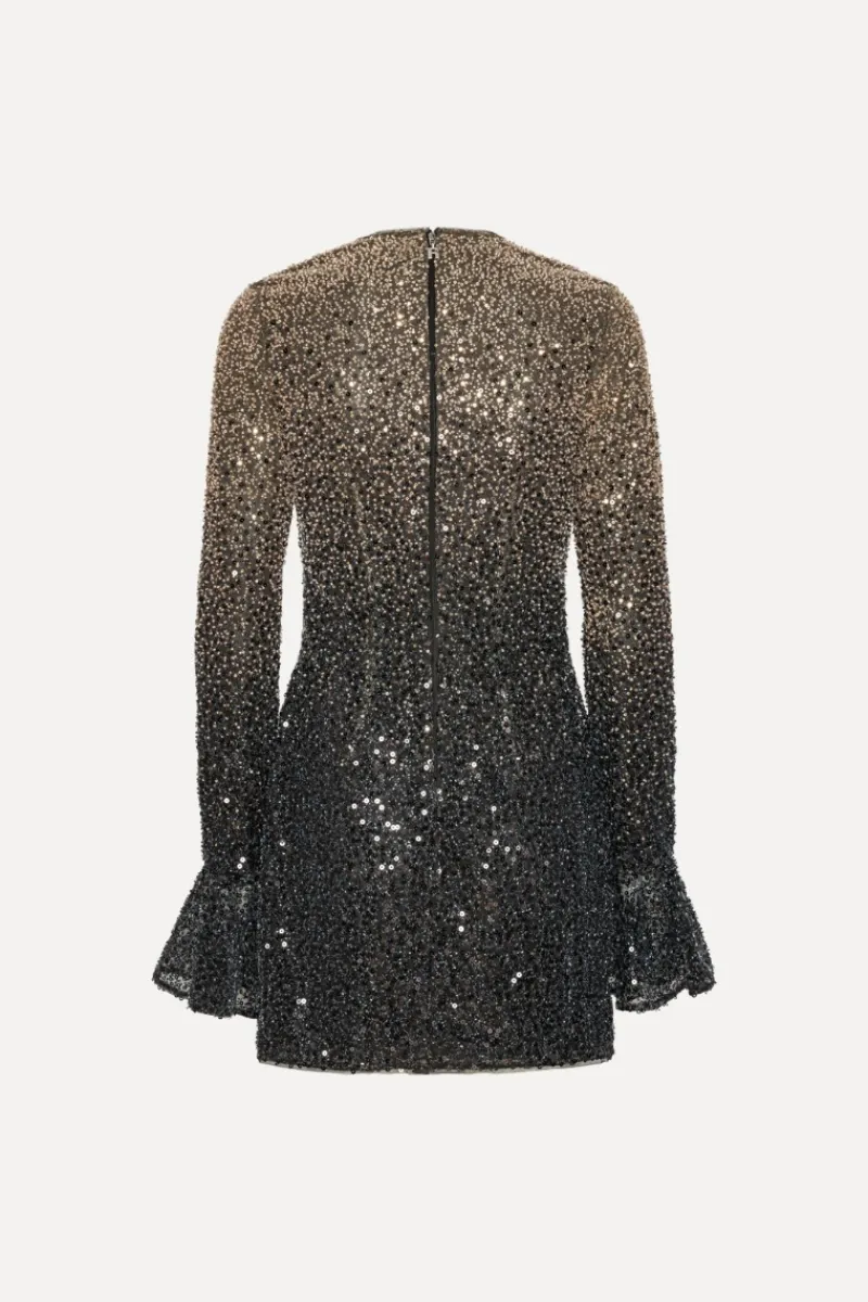 Sequins|Mini Dresses-ROTATE Birger Christensen Beaded Ls Mini Dress Brown Incense Comb. color