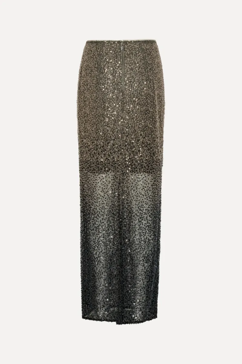 Skirts-ROTATE Birger Christensen Beaded Maxi Skirt Brown Incense Comb. color