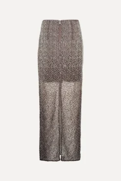 Skirts-ROTATE Birger Christensen Beaded Maxi Skirt Brown Nougat Comb. color