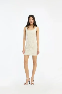 Bridal|Mini Dresses-ROTATE Birger Christensen Beaded Mini Dress Egret White Egret color