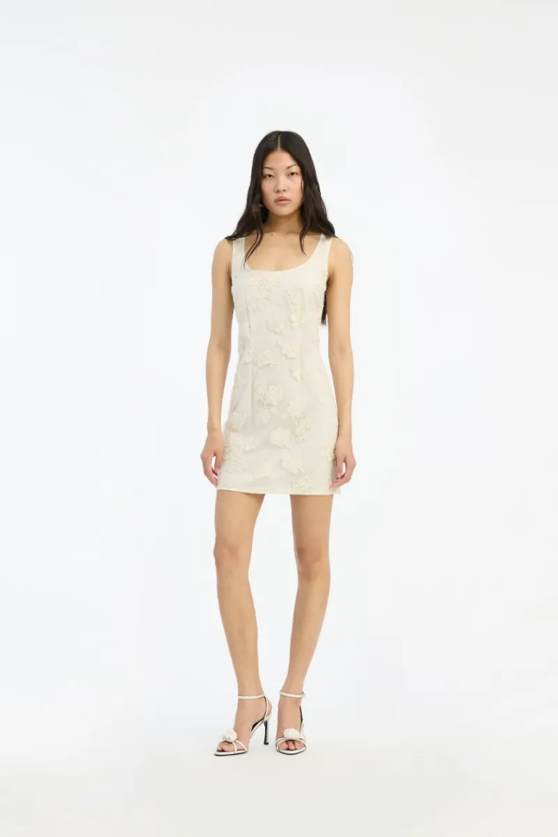 Bridal|Mini Dresses-ROTATE Birger Christensen Beaded Mini Dress Egret White Egret color
