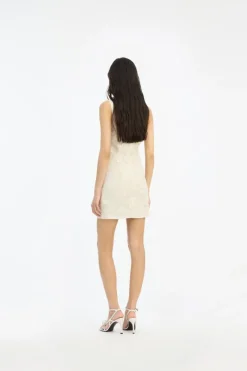 Bridal|Mini Dresses-ROTATE Birger Christensen Beaded Mini Dress Egret White Egret color