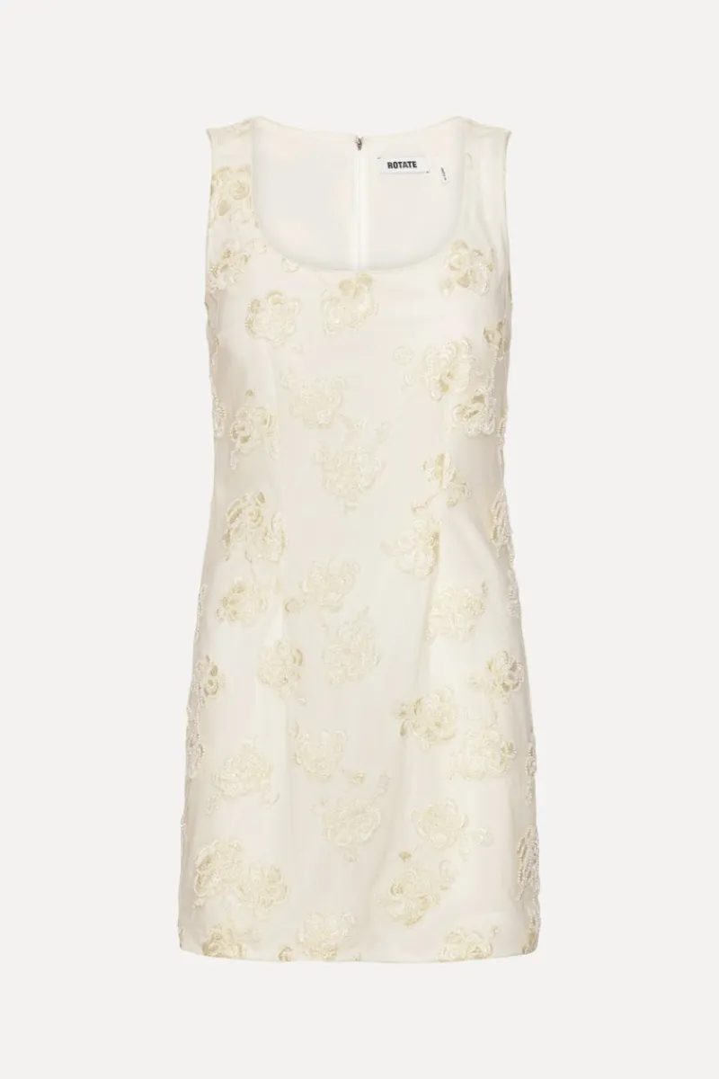 Bridal|Mini Dresses-ROTATE Birger Christensen Beaded Mini Dress Egret White Egret color