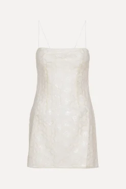 Bridal|Sequins-ROTATE Birger Christensen Beaded Mini Dress White Egret color