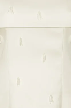 Bridal|Mini Dresses-ROTATE Birger Christensen Beaded Satin Mini Dress Creme White Egret color