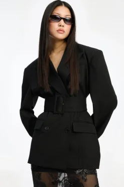 Outerwear-ROTATE Birger Christensen Belted Blazer Black Black color