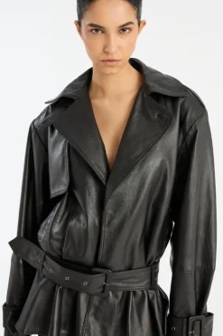 Outerwear-ROTATE Birger Christensen Biker Leather Jacket Black Black color