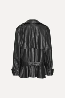Outerwear-ROTATE Birger Christensen Biker Leather Jacket Black Black color