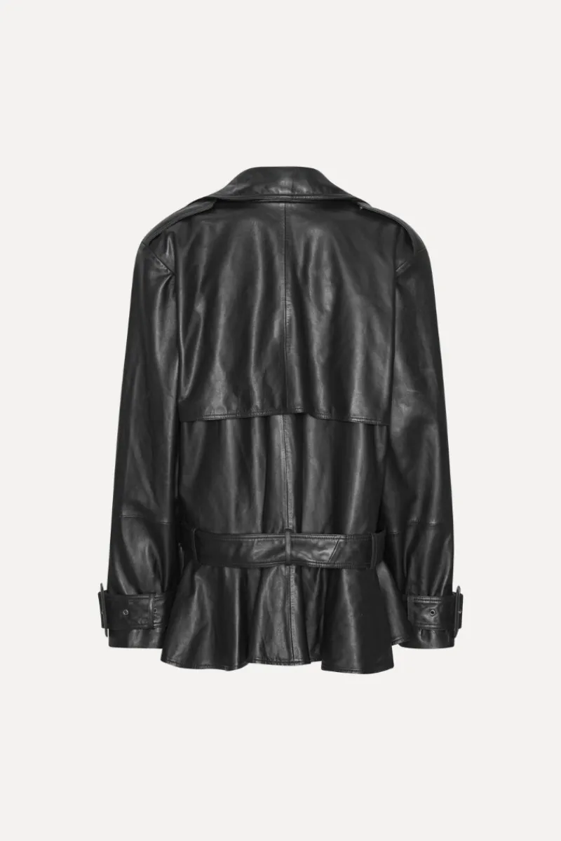 Outerwear-ROTATE Birger Christensen Biker Leather Jacket Black Black color