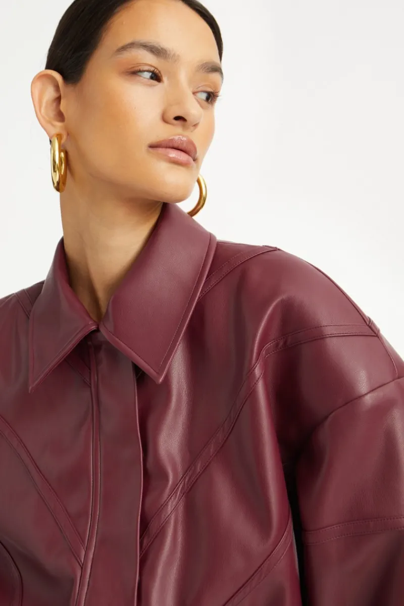 Outerwear-ROTATE Birger Christensen Bomber Jacket Bordeaux Zinfandelcolor