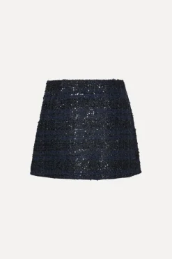 Skirts-ROTATE Birger Christensen Boucle Mini Skirt Dark Blue Navy Blazer color