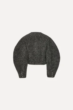 Tops|Outerwear-ROTATE Birger Christensen Boucle Short Jacket Dark Grey Gray Pinstripe color