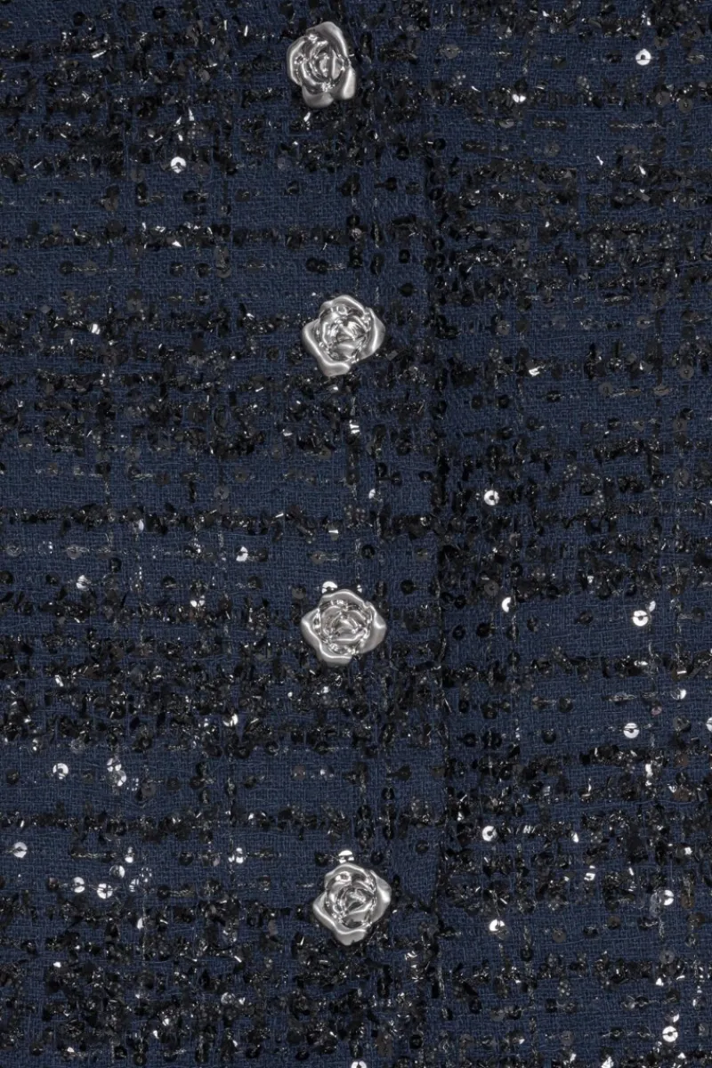 Outerwear-ROTATE Birger Christensen Boucle Short Jacket Dark Blue Navy Blazer color