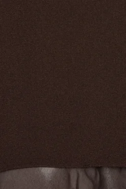 Tops-ROTATE Birger Christensen Boxy Top With Insert Dark Brown Molé color