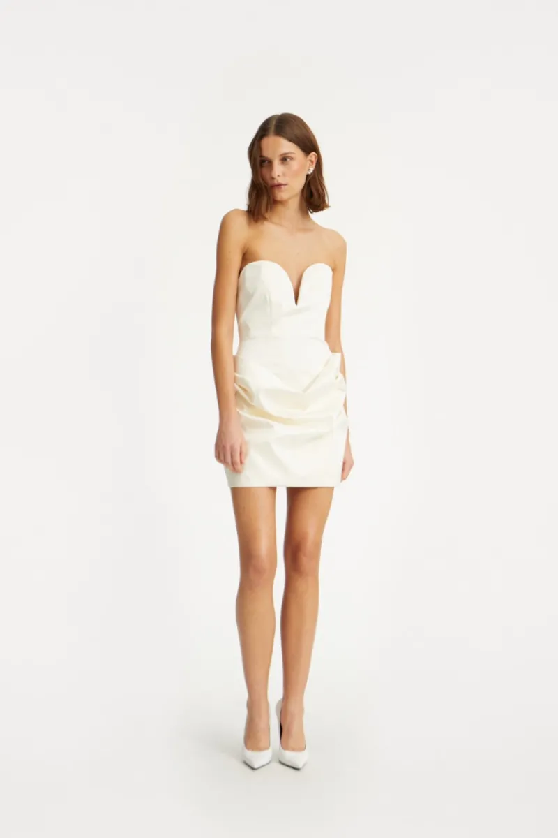 Bridal|Mini Dresses-ROTATE Birger Christensen Bustier Mini Dress Creme White Egret color