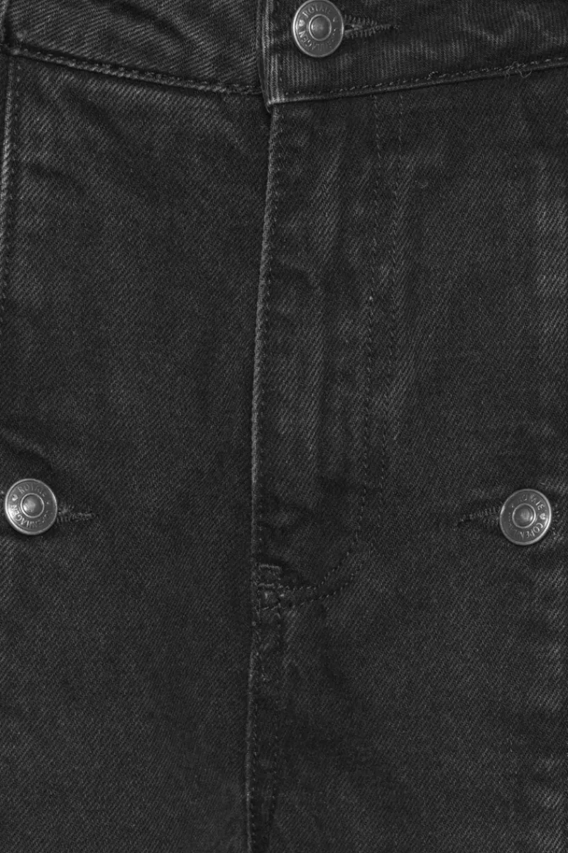 Pants-ROTATE Birger Christensen Button Detail Wide Jeans Black Black Denim color
