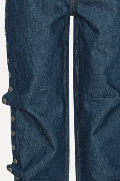 Pants-ROTATE Birger Christensen Buttoned Wide Leg Jeans Dark Blue Dark Blue color