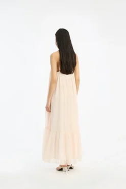 Dresses-ROTATE Birger Christensen Chiffon A-Line Dress Light Pink Vanilla CreamVanilla Cream color