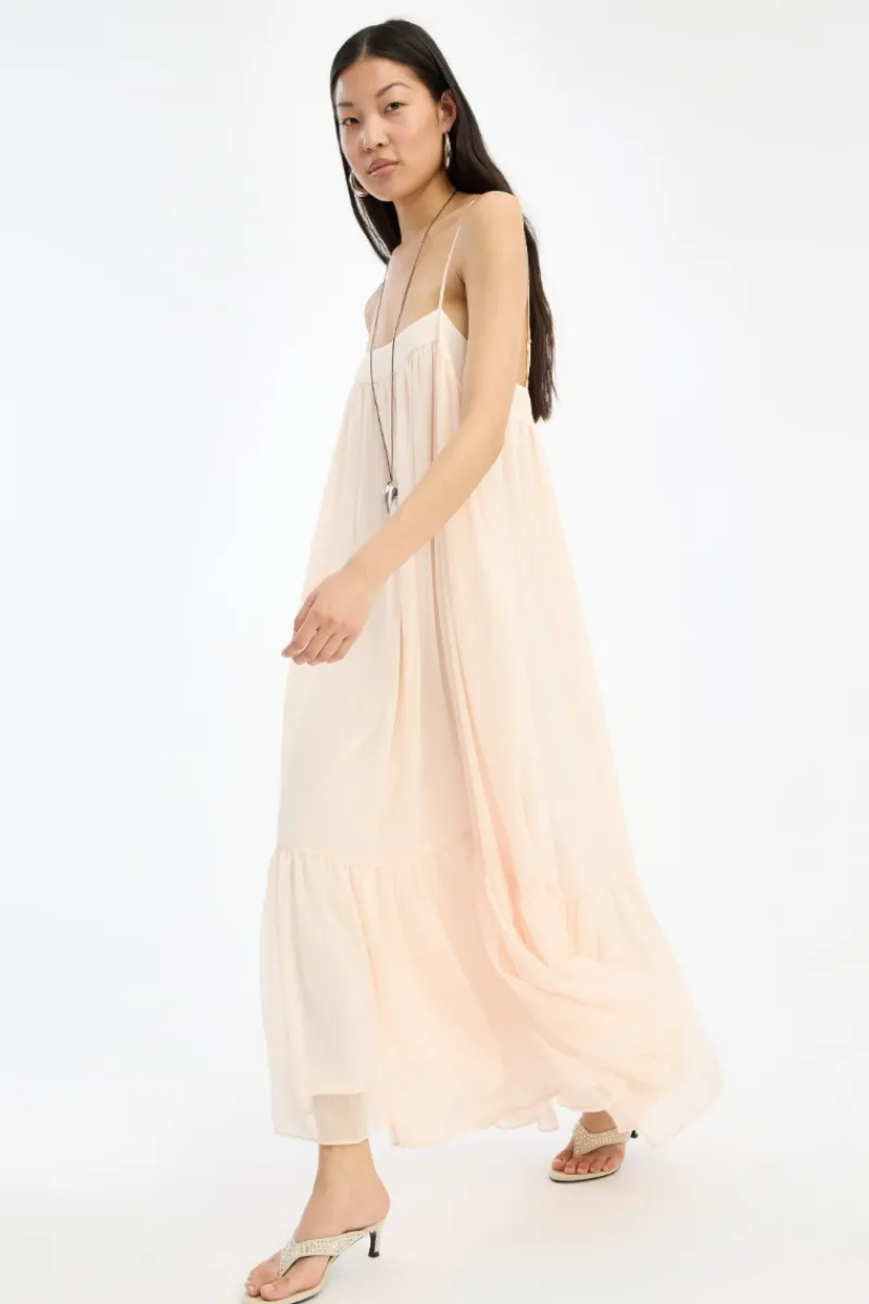 Dresses-ROTATE Birger Christensen Chiffon A-Line Dress Light Pink Vanilla CreamVanilla Cream color
