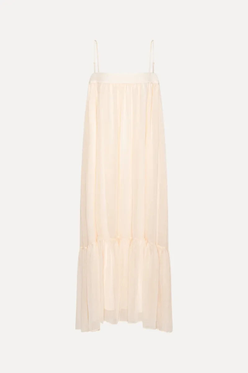 Dresses-ROTATE Birger Christensen Chiffon A-Line Dress Light Pink Vanilla CreamVanilla Cream color
