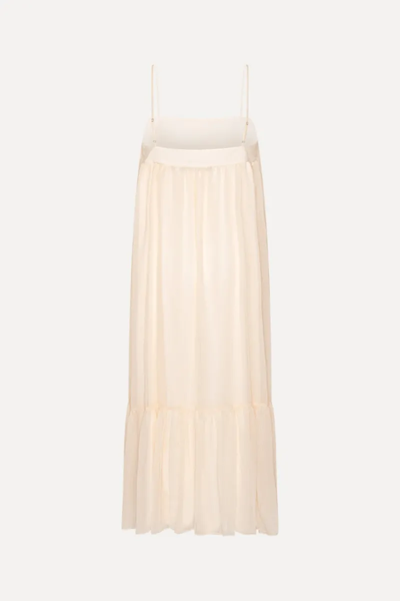 Dresses-ROTATE Birger Christensen Chiffon A-Line Dress Light Pink Vanilla CreamVanilla Cream color
