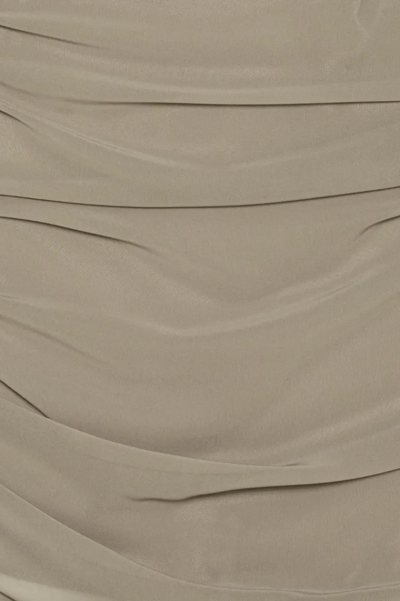 Skirts-ROTATE Birger Christensen Chiffon Draped Skirt Taupe Driftwood color