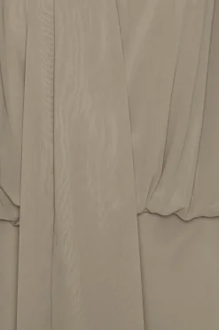 Maxi Dress|Dresses-ROTATE Birger Christensen Chiffon Ls Maxi Dress Taupe Driftwood color