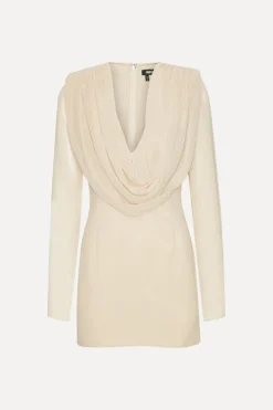 Mini Dresses|Dresses-ROTATE Birger Christensen Chiffon Ls Mini Dress Creme Nougat color