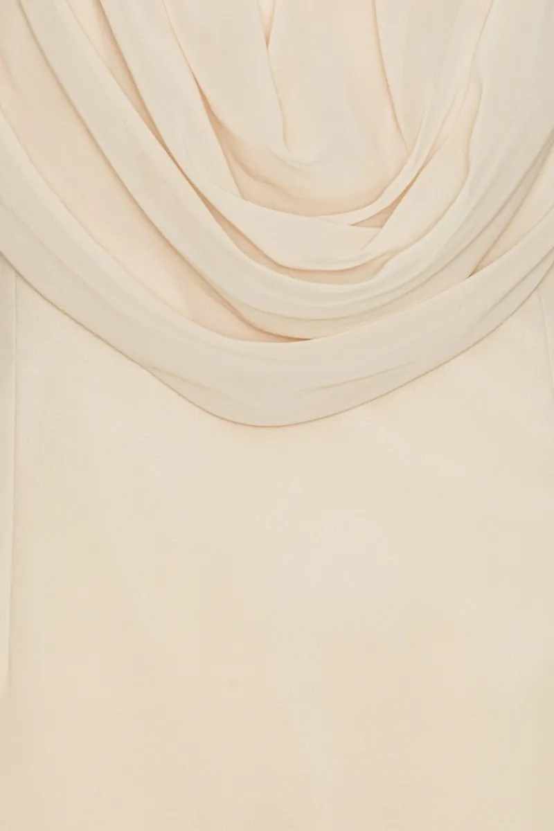 Mini Dresses|Dresses-ROTATE Birger Christensen Chiffon Ls Mini Dress Creme Nougat color