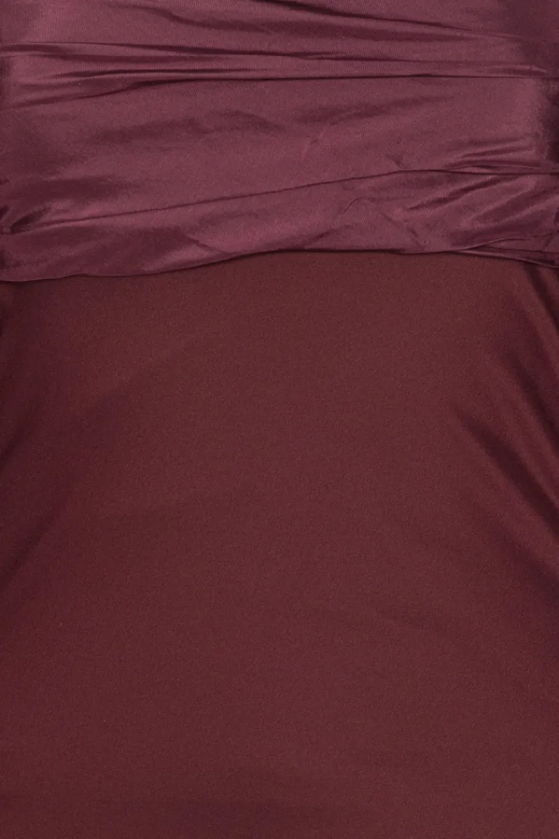 Dresses-ROTATE Birger Christensen Chiffon Puff Sleeve Dress Burgundy Zinfandelcolor