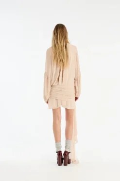 Mini Dresses|Dresses-ROTATE Birger Christensen Chiffon Strap Tie Dress Creme Nougat color