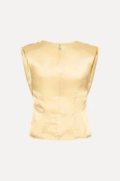 Tops-ROTATE Birger Christensen Chiffon Waterfall Top Yellow Italian Straw color