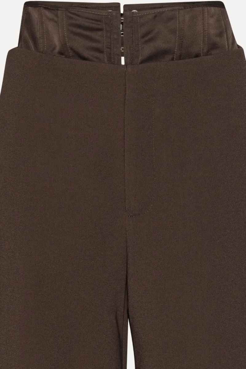 Pants-ROTATE Birger Christensen Corset Suiting Pants Dark Brown CHICORY COFFEE color