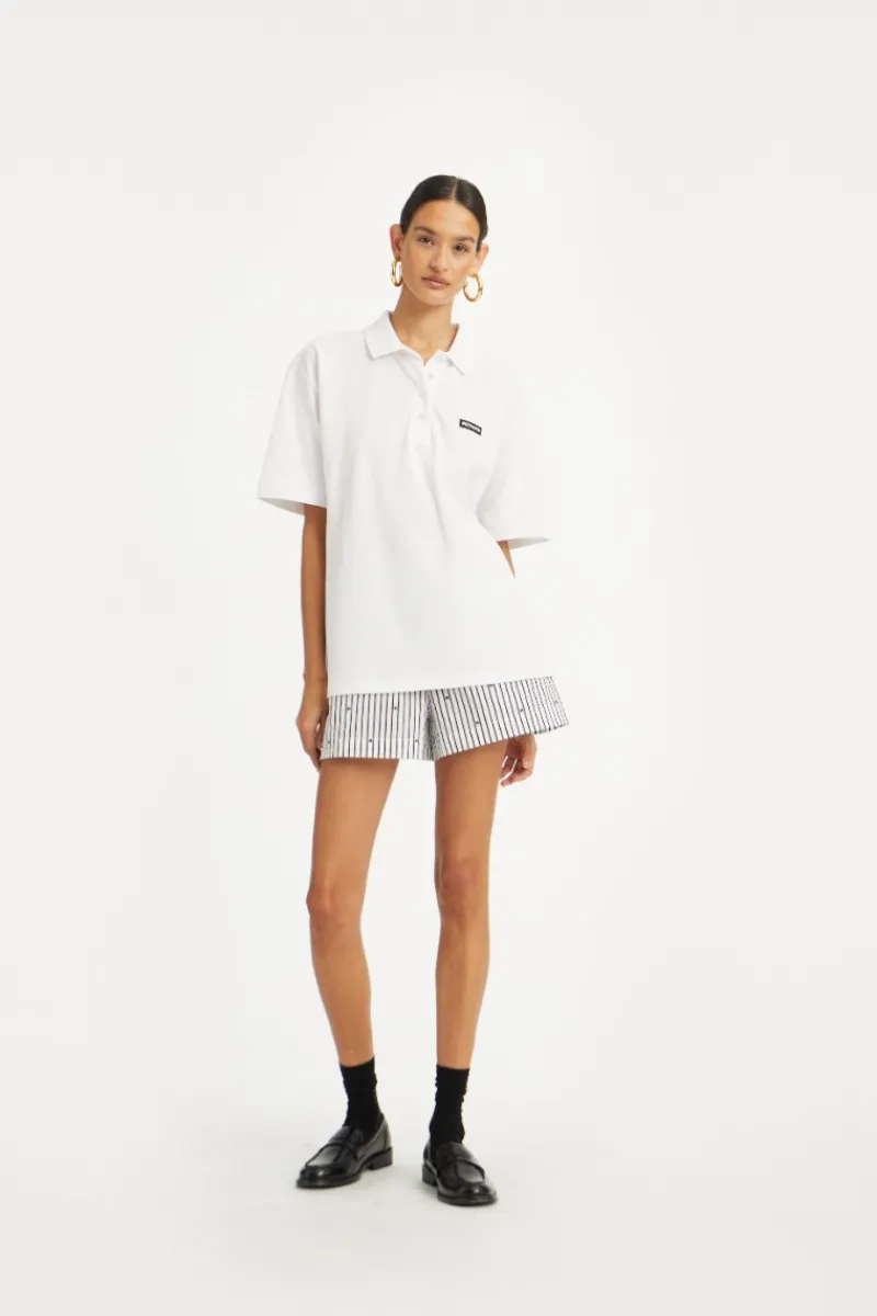Tops-ROTATE Birger Christensen Cotton Short Sleeve Polo Bright White Bright White color