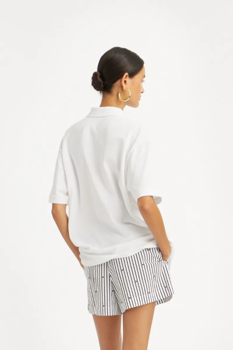 Tops-ROTATE Birger Christensen Cotton Short Sleeve Polo Bright White Bright White color